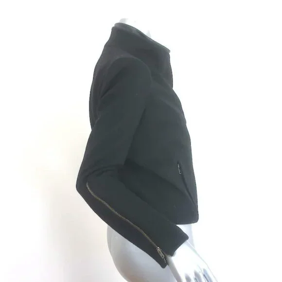 Helmut Lang Radar Double-Zip Jacket Black Felt & Lamb Leather Size Petite